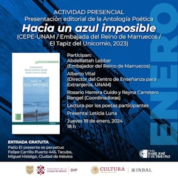 Presentarán en la Casa Marie José y Octavio Paz la antología “Hacia una azul imposible” (México-Marruecos)