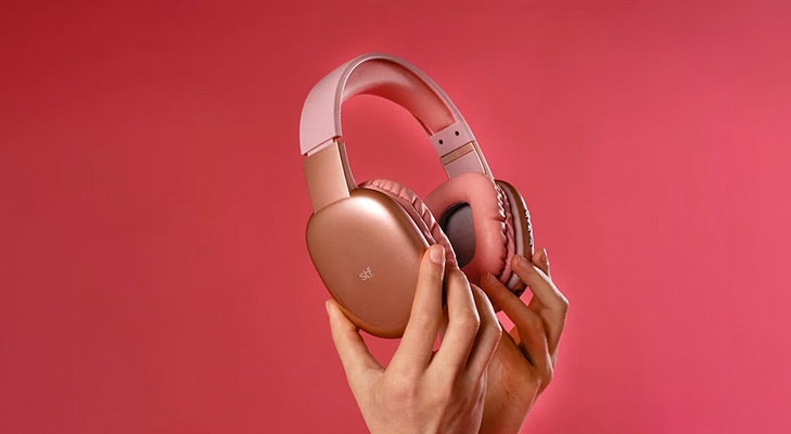 Audífonos de conexión inalámbrica rose gold