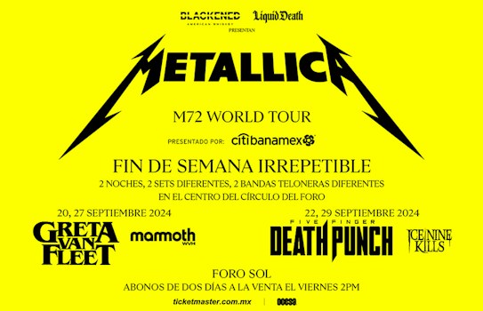 Metallica vuelve al Foro Sol de la CDMX
