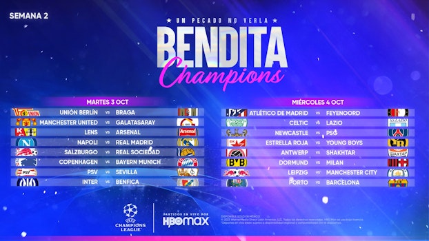Llega la segunda jornada de la UEFA Champions League 2023/24