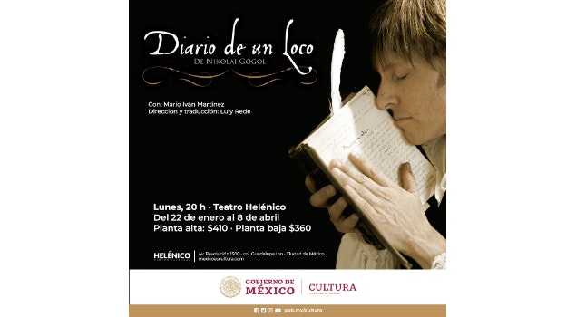 Regresa "Diario de un loco" al Teatro Helénico, con la interpretación de Mario Iván Martínez