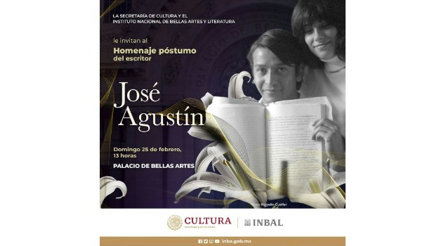 La Secretaría de Cultura y el Inbal rendirán un homenaje póstumo a José Agustín en el Palacio de Bellas Artes