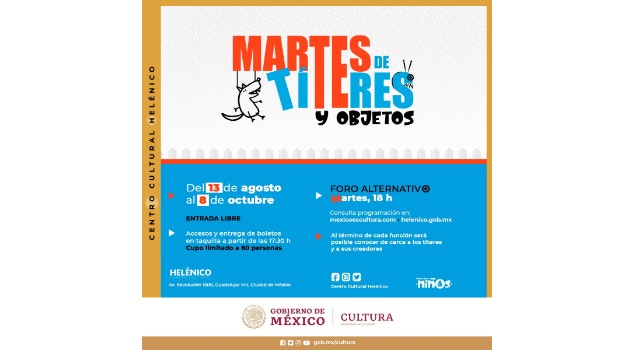 El Centro Cultural Helénico anuncia el regreso del ciclo: Martes de títeres y objetos, 2024