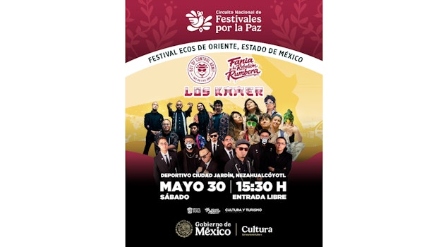 Panteón Rococó encabezará el Festival Ecos de Oriente en el Deportivo Ciudad Jardín junto a Los Kamer, Nana Pancha y más